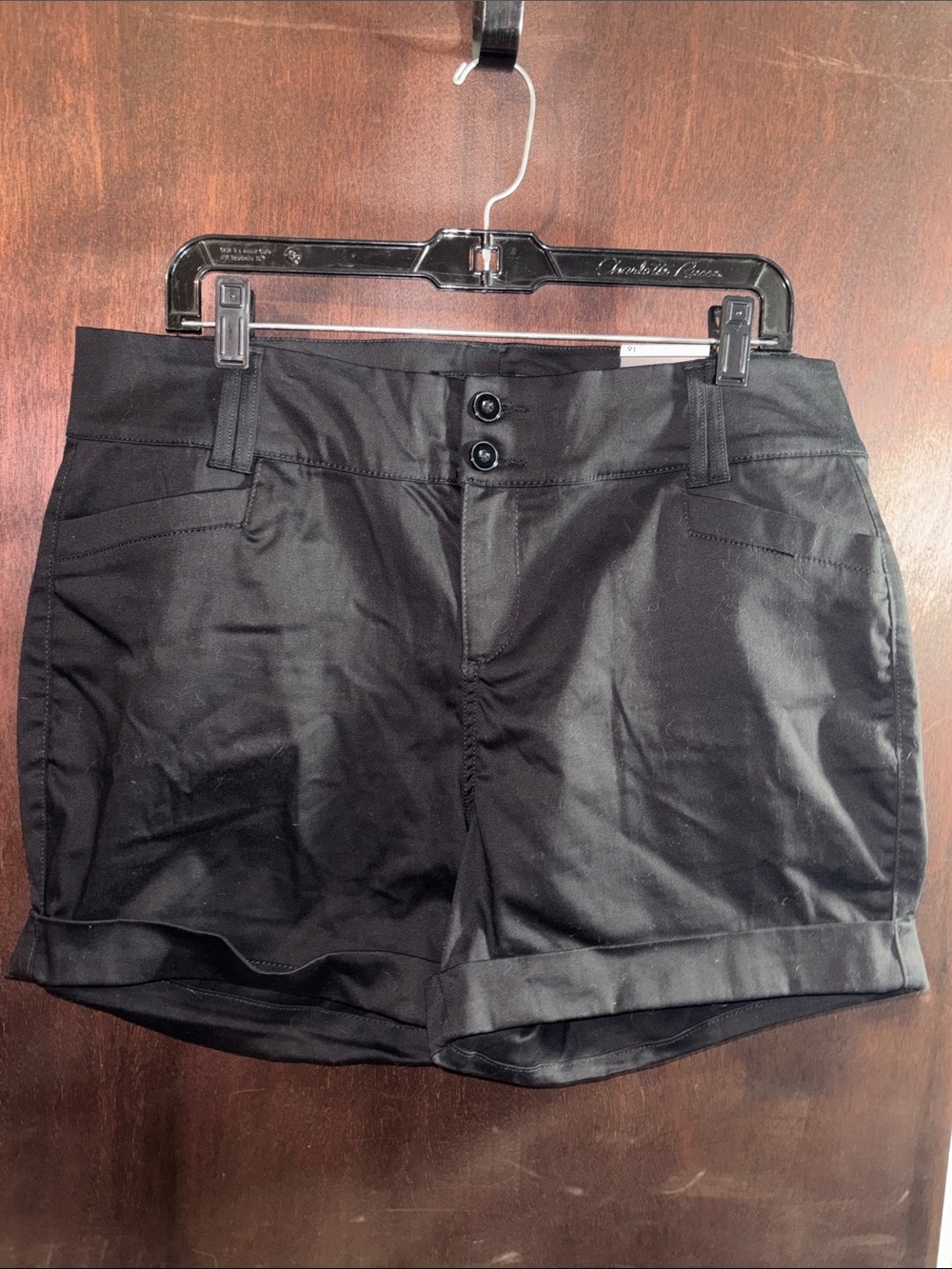 torrid Black Midrise Dressy Sateen Cuffed Shorts